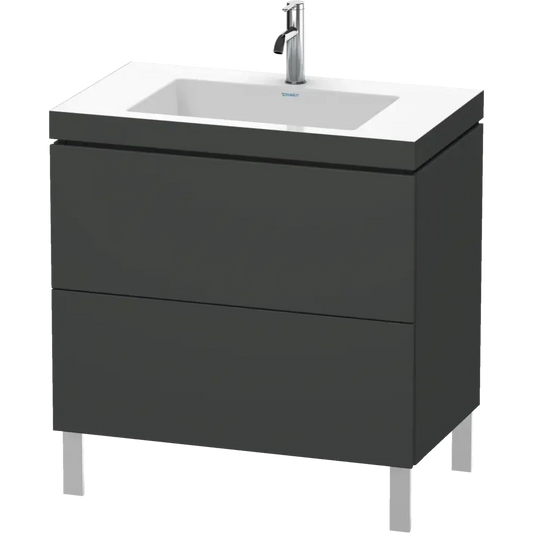 Duravit L-Cube 31" x 27" x 19" Graphite Two Drawer C-Bonded Floorstanding Vanity Kit (LC6937O4949)