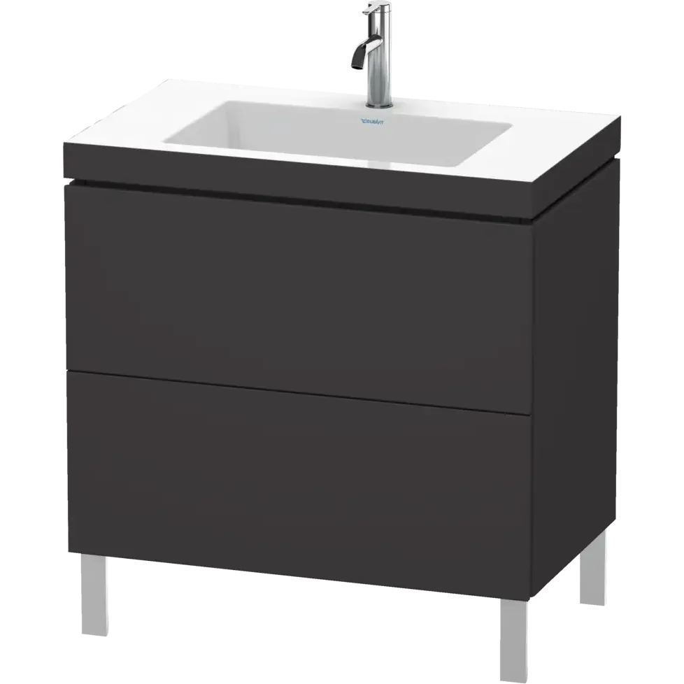 Duravit L-Cube 31" x 27" x 19" Graphite Two Drawer C-Bonded Floorstanding Vanity Kit (LC6937O8080)