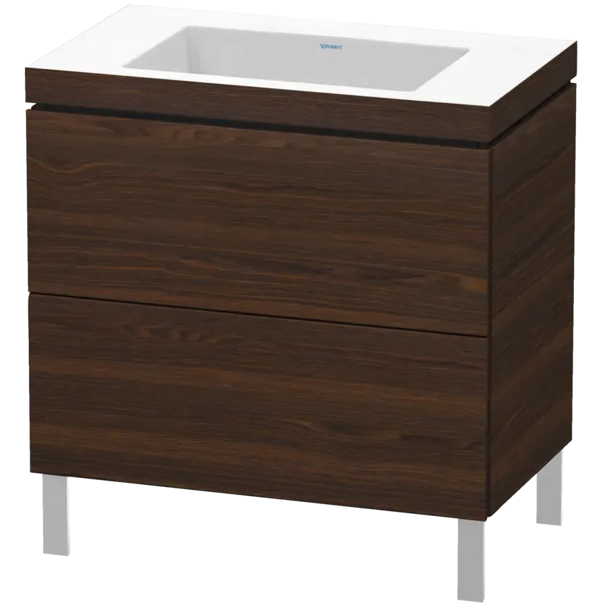 Duravit L-Cube 31" x 27" x 19" Walnut Brushed Two Drawer C-Bonded Floorstanding Vanity Kit (LC6937N6969)