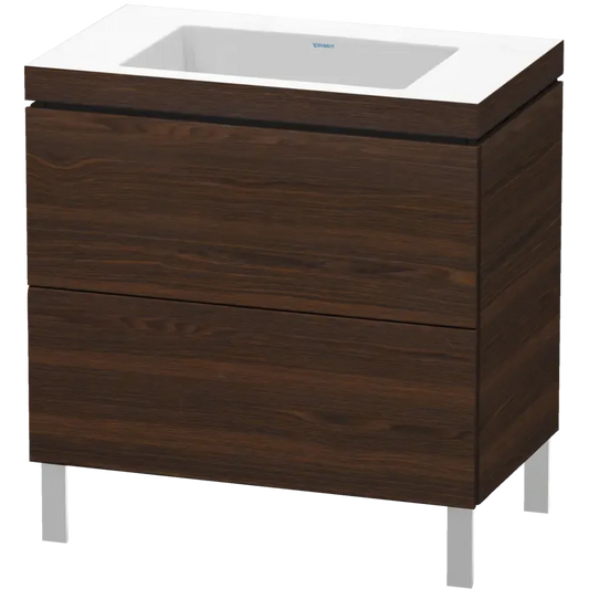Duravit L-Cube 31" x 27" x 19" Walnut Brushed Two Drawer C-Bonded Floorstanding Vanity Kit (LC6937N6969)