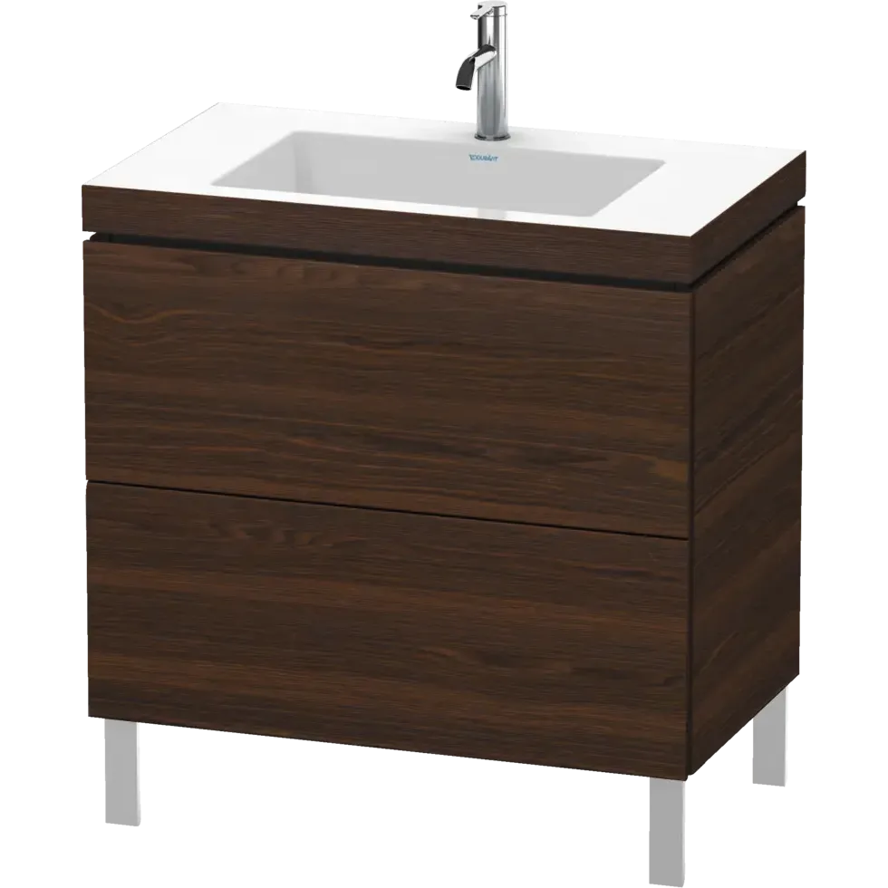 Duravit L-Cube 31" x 27" x 19" Walnut Brushed Two Drawer C-Bonded Floorstanding Vanity Kit (LC6937O6969)