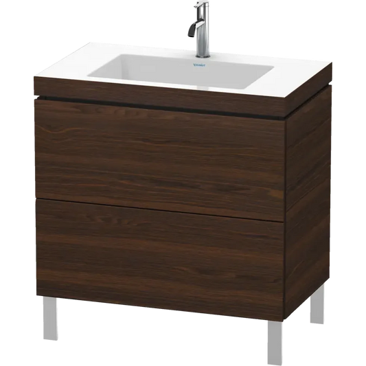 Duravit L-Cube 31" x 27" x 19" Walnut Brushed Two Drawer C-Bonded Floorstanding Vanity Kit (LC6937O6969)