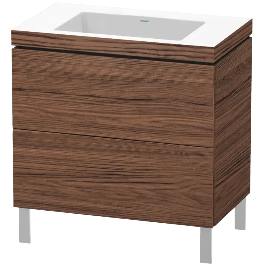 Duravit L-Cube 31" x 27" x 19" Walnut Dark Two Drawer C-Bonded Floorstanding Vanity Kit (LC6937N2121)