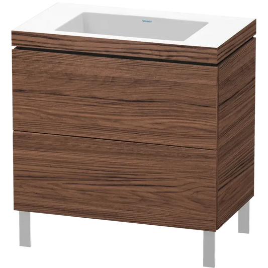 Duravit L-Cube 31" x 27" x 19" Walnut Dark Two Drawer C-Bonded Floorstanding Vanity Kit (LC6937N2121)