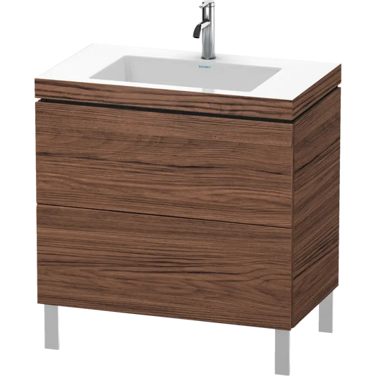 Duravit L-Cube 31" x 27" x 19" Walnut Dark Two Drawer C-Bonded Floorstanding Vanity Kit (LC6937O2121)