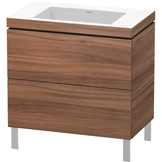 Duravit L-Cube 31" x 27" x 19" Walnut Two Drawer C-Bonded Floorstanding Vanity Kit (LC6937N7979)