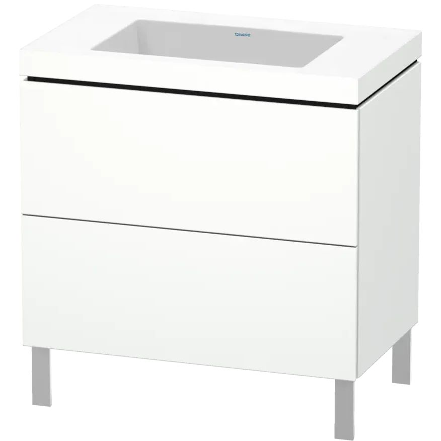 Duravit L-Cube 31" x 27" x 19" White Two Drawer C-Bonded Floorstanding Vanity Kit (LC6937N1818)
