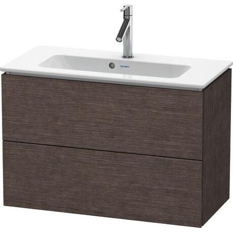 Duravit L-Cube 32" x 22" x 15" Dark Brushed Oak Two Drawer Wall-Mount Vanity Unit (LC625707272)