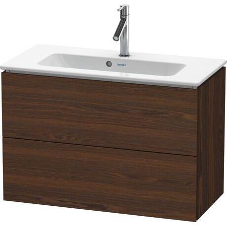 Duravit L-Cube 32" x 22" x 15" Walnut Brushed Two Drawer Wall-Mount Vanity Unit (LC625706969)