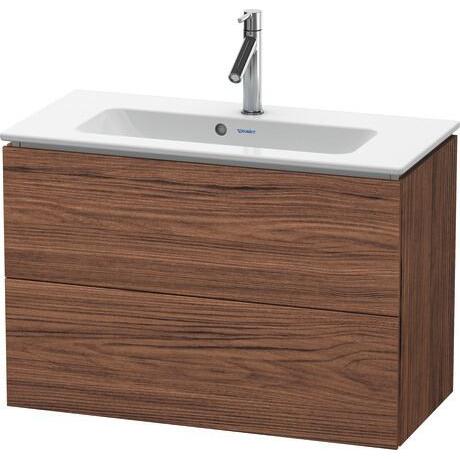 Duravit L-Cube 32" x 22" x 15" Walnut Dark Two Drawer Wall-Mount Vanity Unit (LC625702121)