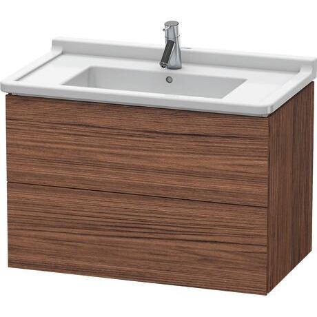 Duravit L-Cube 32" x 22" x 18" Walnut Dark Two Drawer Wall-Mount Vanity Unit (LC626502121)