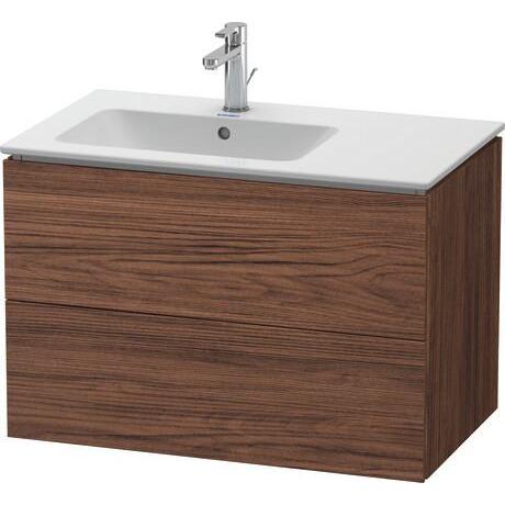 Duravit L-Cube 32" x 22" x 19" Walnut Dark Two Drawer Wall-Mount Vanity Unit (LC629102121)