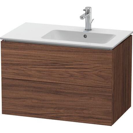 Duravit L-Cube 32" x 22" x 19" Walnut Dark Two Drawer Wall-Mount Vanity Unit (LC629202121)
