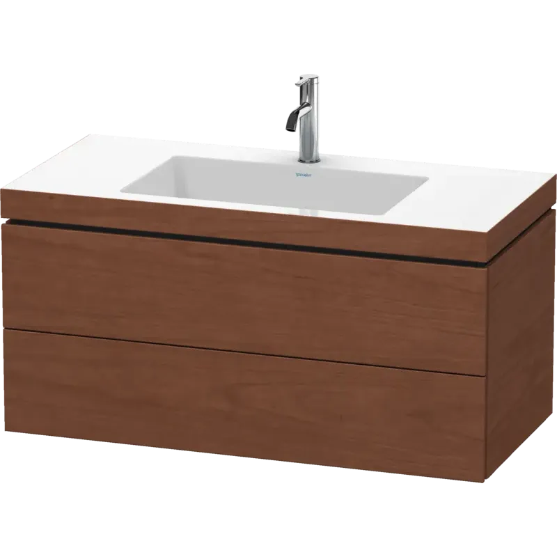 Duravit L-Cube 39" x 20" x 19" American Walnut Two Drawer C-Bonded Wall-Mount Vanity Kit (LC6928O1313)