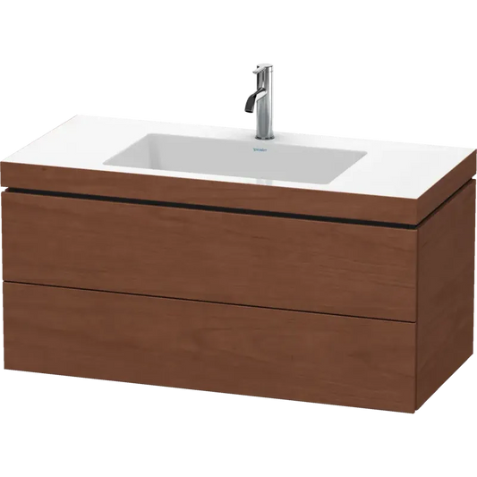 Duravit L-Cube 39" x 20" x 19" American Walnut Two Drawer C-Bonded Wall-Mount Vanity Kit (LC6928O1313)