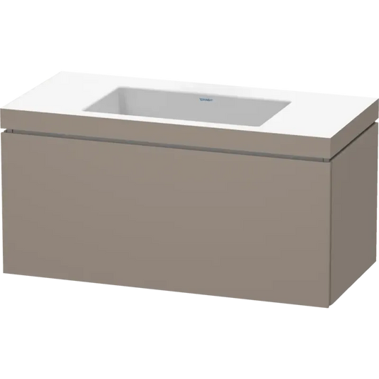 Duravit L-Cube 39" x 20" x 19" Basalt One Drawer C-Bonded Wall-Mount Vanity Kit (LC6918N4343)