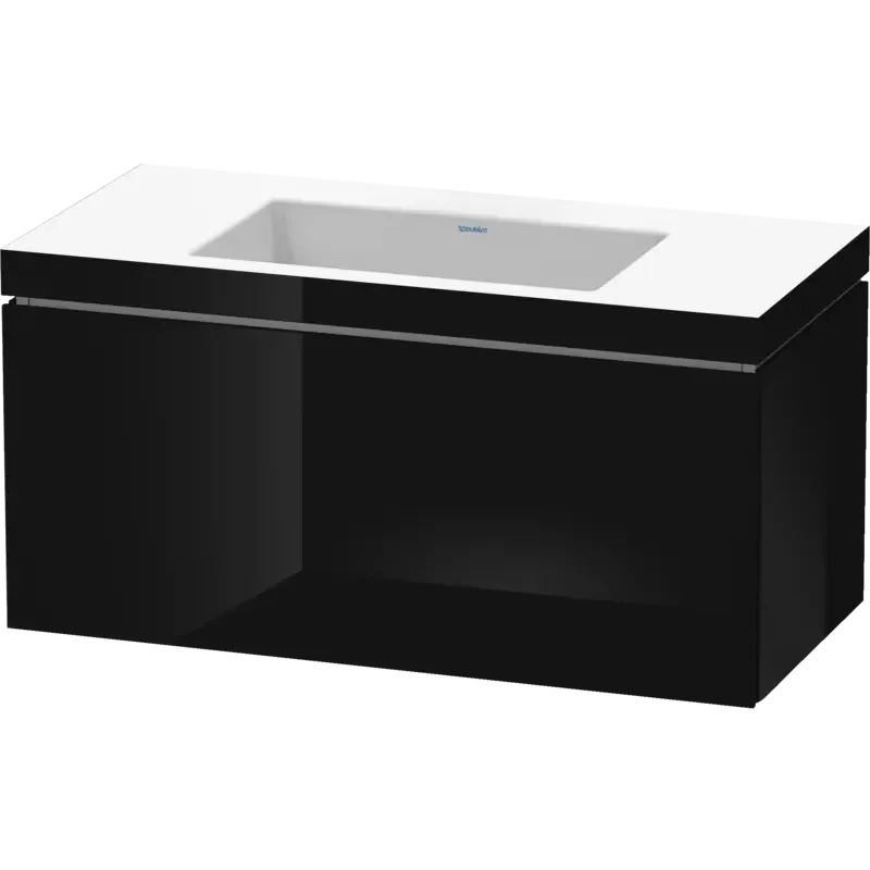 Duravit L-Cube 39" x 20" x 19" Black One Drawer C-Bonded Wall-Mount Vanity Kit (LC6918N4040)