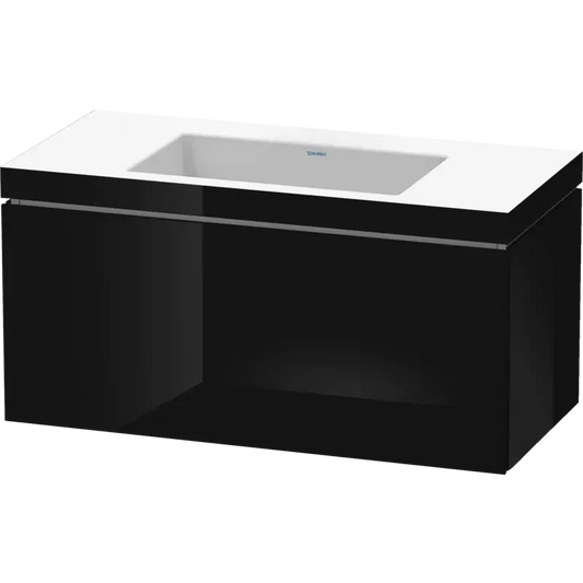 Duravit L-Cube 39" x 20" x 19" Black One Drawer C-Bonded Wall-Mount Vanity Kit (LC6918N4040)