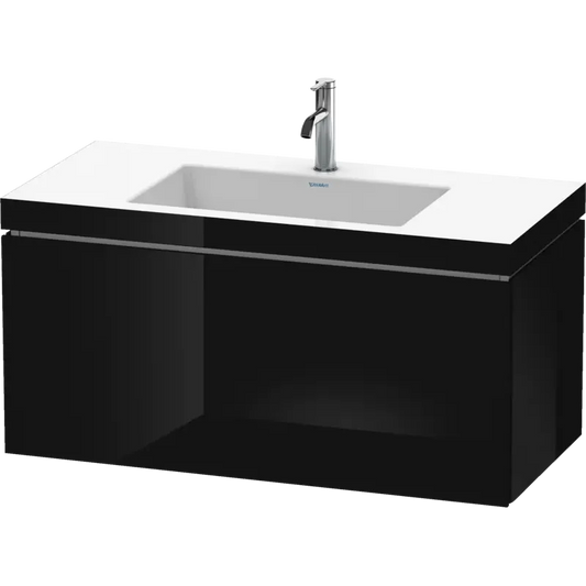 Duravit L-Cube 39" x 20" x 19" Black One Drawer C-Bonded Wall-Mount Vanity Kit (LC6918O4040)