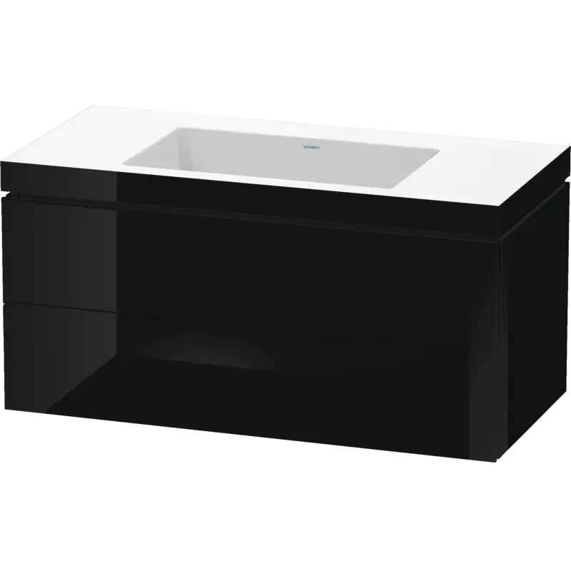 Duravit L-Cube 39" x 20" x 19" Black Two Drawer C-Bonded Wall-Mount Vanity Kit (LC6928N4040)