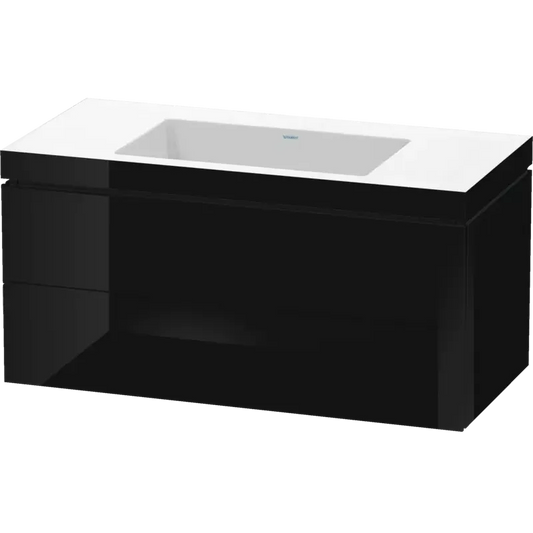 Duravit L-Cube 39" x 20" x 19" Black Two Drawer C-Bonded Wall-Mount Vanity Kit (LC6928N4040)