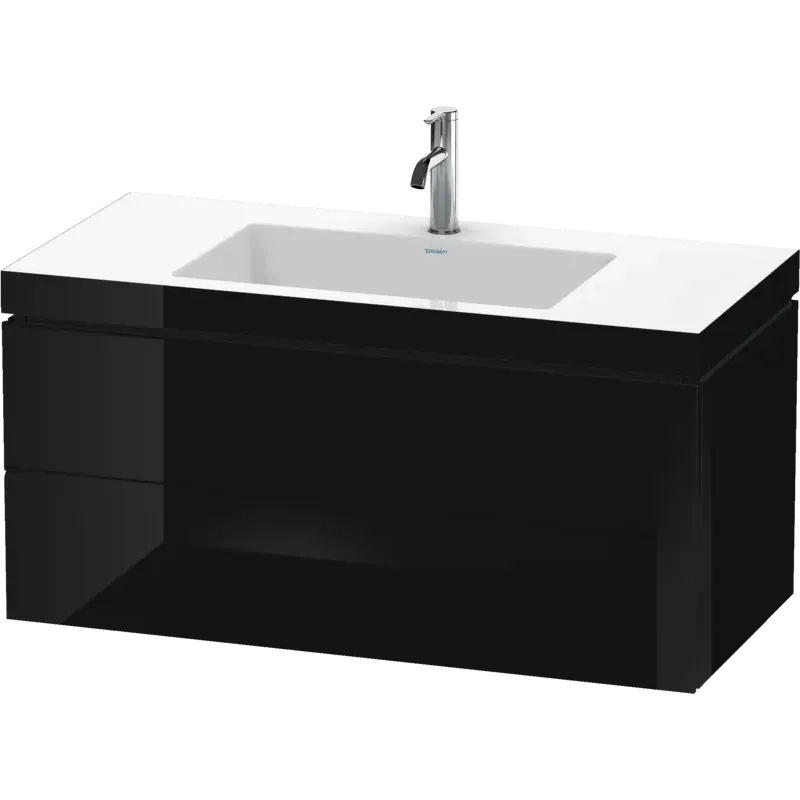 Duravit L-Cube 39" x 20" x 19" Black Two Drawer C-Bonded Wall-Mount Vanity Kit (LC6928O4040)