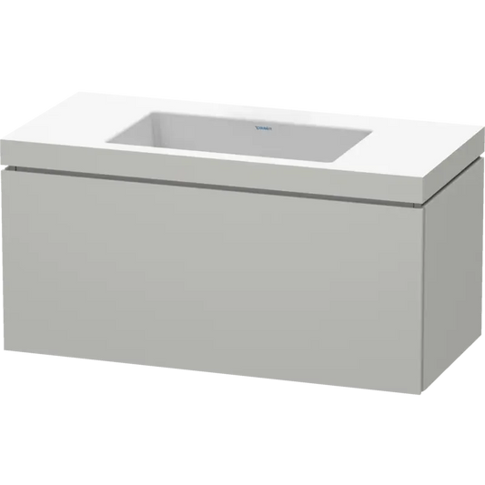 Duravit L-Cube 39" x 20" x 19" Concrete Gray One Drawer C-Bonded Wall-Mount Vanity Kit (LC6918N0707)