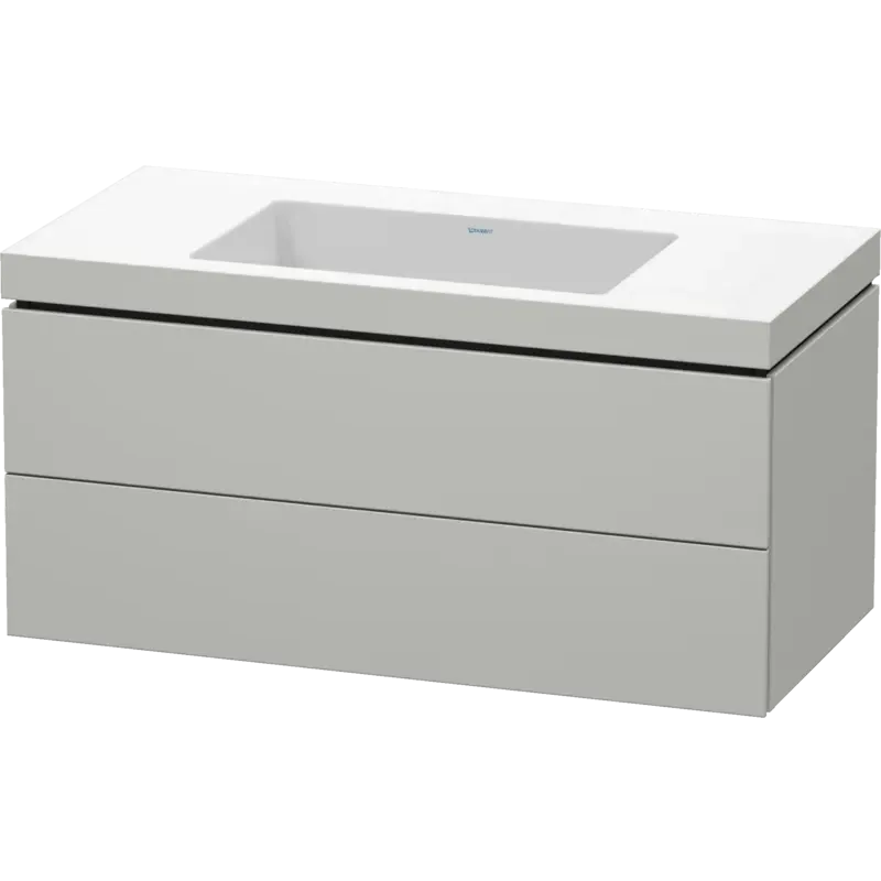 Duravit L-Cube 39" x 20" x 19" Concrete Gray Two Drawer C-Bonded Wall-Mount Vanity Kit (LC6928N0707)