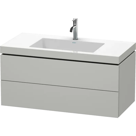 Duravit L-Cube 39" x 20" x 19" Concrete Gray Two Drawer C-Bonded Wall-Mount Vanity Kit (LC6928O0707)