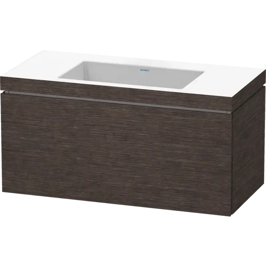 Duravit L-Cube 39" x 20" x 19" Dark Brushed Oak One Drawer C-Bonded Wall-Mount Vanity Kit (LC6918N7272)