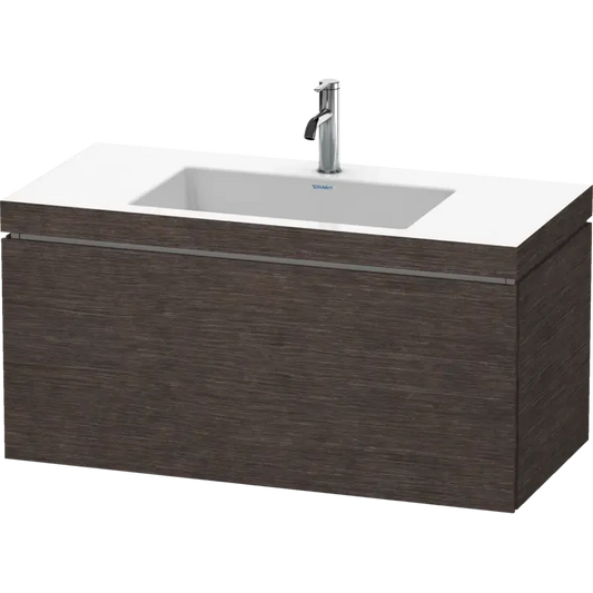 Duravit L-Cube 39" x 20" x 19" Dark Brushed Oak One Drawer C-Bonded Wall-Mount Vanity Kit (LC6918O7272)