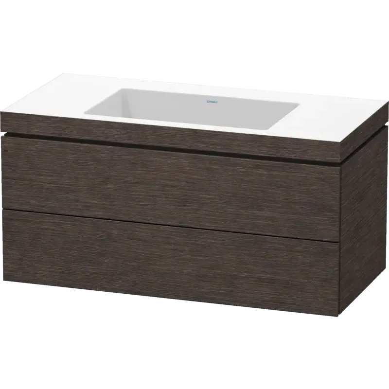 Duravit L-Cube 39" x 20" x 19" Dark Brushed Oak Two Drawer C-Bonded Wall-Mount Vanity Kit (LC6928N7272)