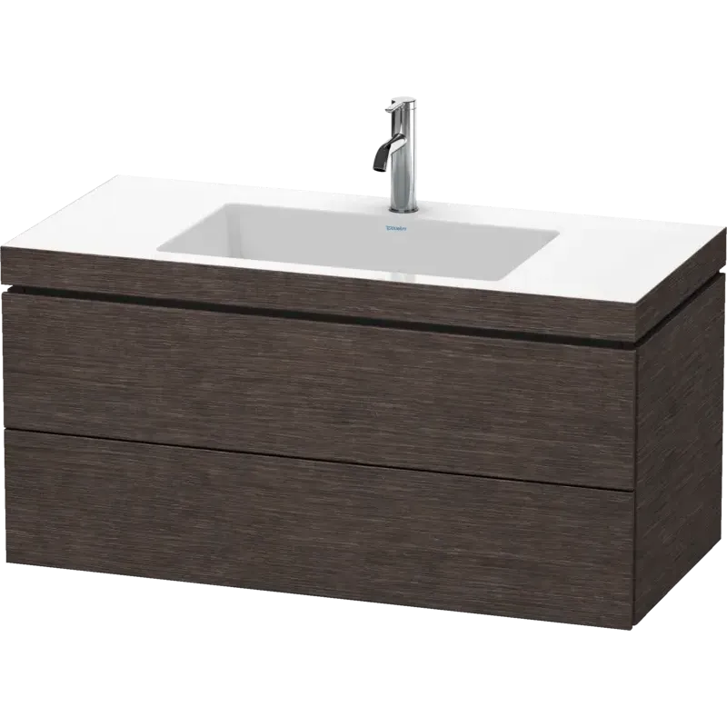 Duravit L-Cube 39" x 20" x 19" Dark Brushed Oak Two Drawer C-Bonded Wall-Mount Vanity Kit (LC6928O7272)