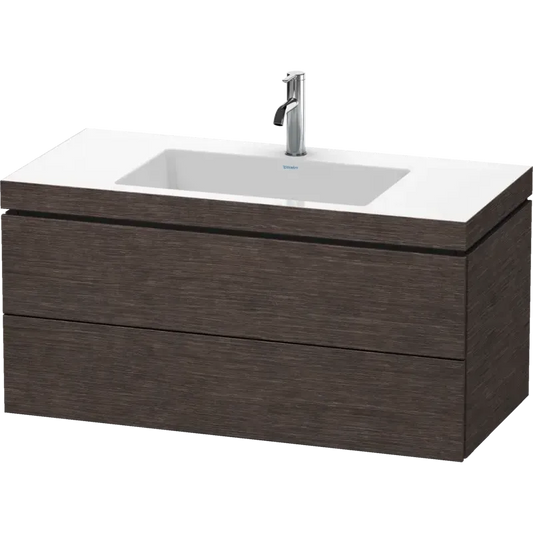Duravit L-Cube 39" x 20" x 19" Dark Brushed Oak Two Drawer C-Bonded Wall-Mount Vanity Kit (LC6928O7272)