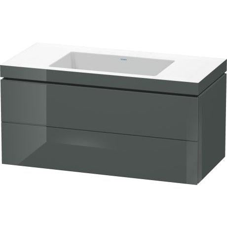 Duravit L-Cube 39" x 20" x 19" Dolomite Gray Two Drawer C-Bonded Wall-Mount Vanity Kit (LC6928N3838)