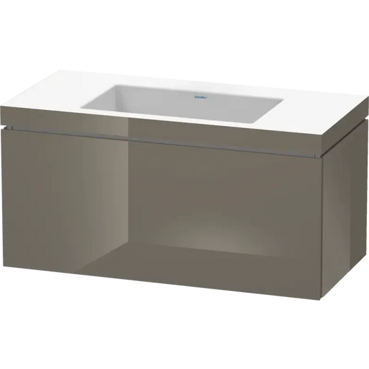 Duravit L-Cube 39" x 20" x 19" Flannel Gray One Drawer C-Bonded Wall-Mount Vanity Kit (LC6918N8989)