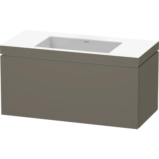 Duravit L-Cube 39" x 20" x 19" Flannel Gray One Drawer C-Bonded Wall-Mount Vanity Kit (LC6918N9090)