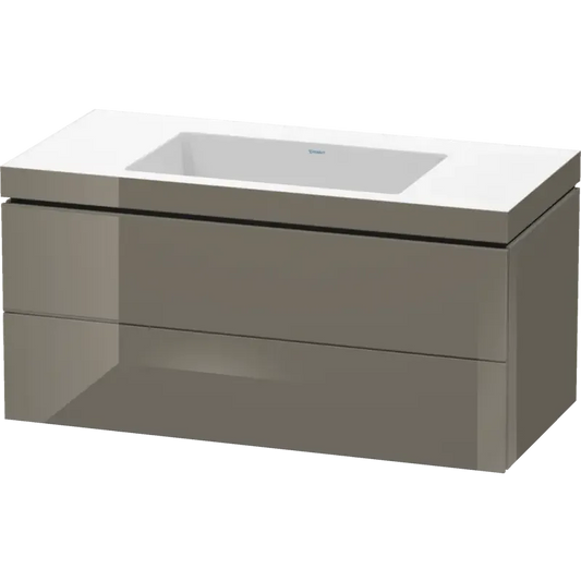 Duravit L-Cube 39" x 20" x 19" Flannel Gray Two Drawer C-Bonded Wall-Mount Vanity Kit (LC6928N8989)
