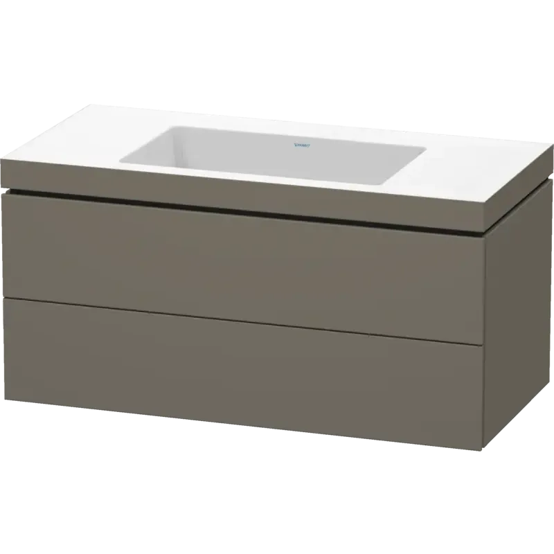 Duravit L-Cube 39" x 20" x 19" Flannel Gray Two Drawer C-Bonded Wall-Mount Vanity Kit (LC6928N9090)