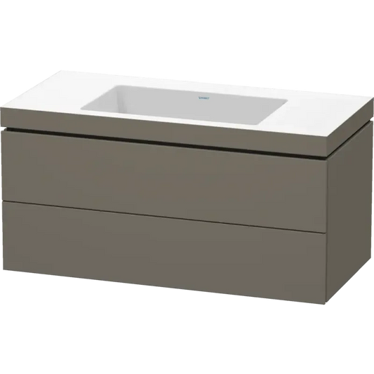 Duravit L-Cube 39" x 20" x 19" Flannel Gray Two Drawer C-Bonded Wall-Mount Vanity Kit (LC6928N9090)