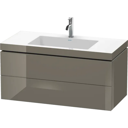 Duravit L-Cube 39" x 20" x 19" Flannel Gray Two Drawer C-Bonded Wall-Mount Vanity Kit (LC6928O8989)