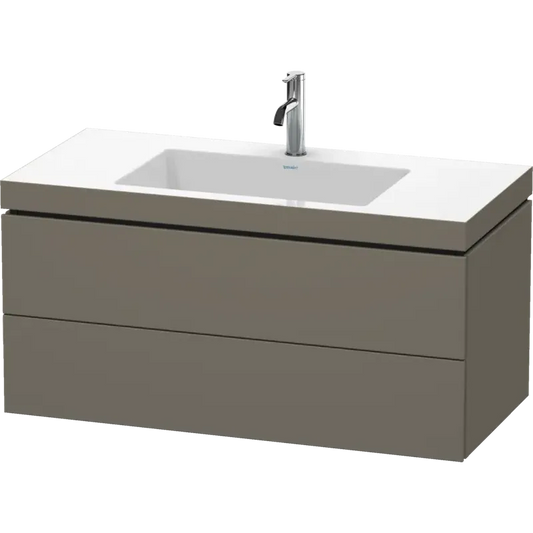 Duravit L-Cube 39" x 20" x 19" Flannel Gray Two Drawer C-Bonded Wall-Mount Vanity Kit (LC6928O9090)