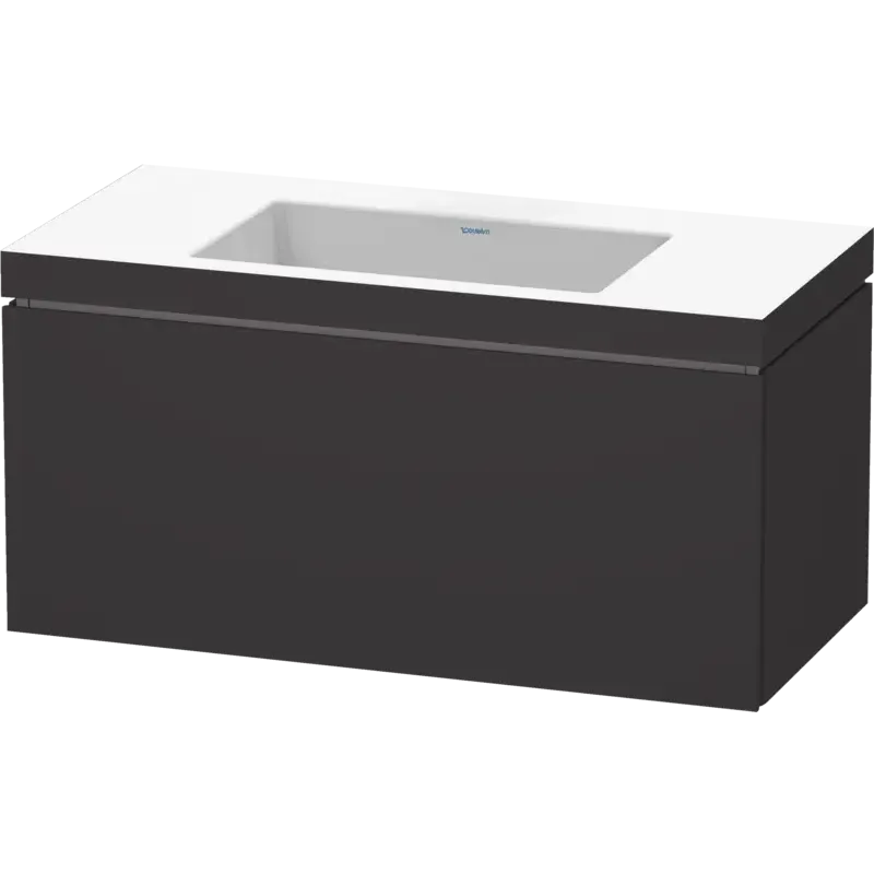 Duravit L-Cube 39" x 20" x 19" Graphite One Drawer C-Bonded Wall-Mount Vanity Kit (LC6918N8080)