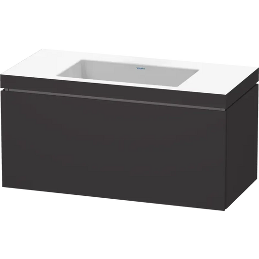 Duravit L-Cube 39" x 20" x 19" Graphite One Drawer C-Bonded Wall-Mount Vanity Kit (LC6918N8080)
