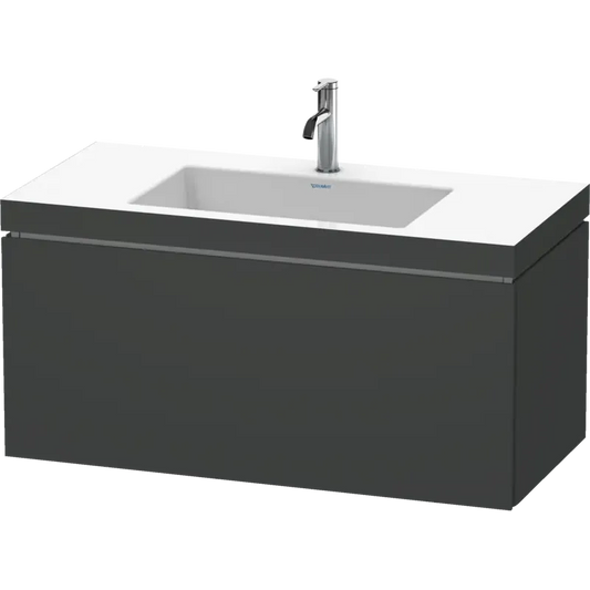 Duravit L-Cube 39" x 20" x 19" Graphite One Drawer C-Bonded Wall-Mount Vanity Kit (LC6918O4949)