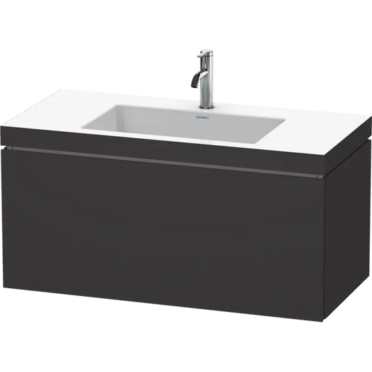Duravit L-Cube 39" x 20" x 19" Graphite One Drawer C-Bonded Wall-Mount Vanity Kit (LC6918O8080)