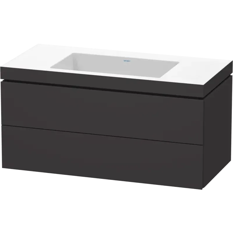 Duravit L-Cube 39" x 20" x 19" Graphite Two Drawer C-Bonded Wall-Mount Vanity Kit (LC6928N8080)