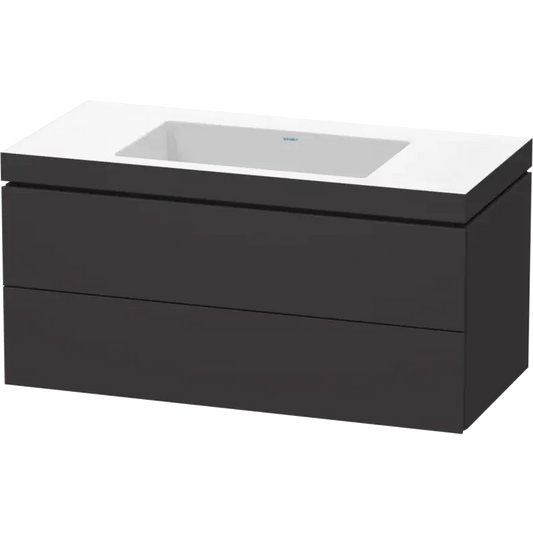 Duravit L-Cube 39" x 20" x 19" Graphite Two Drawer C-Bonded Wall-Mount Vanity Kit (LC6928N8080)