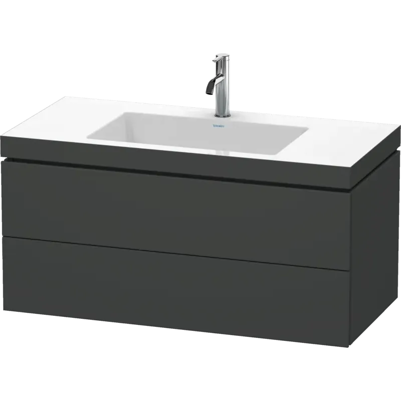 Duravit L-Cube 39" x 20" x 19" Graphite Two Drawer C-Bonded Wall-Mount Vanity Kit (LC6928O4949)