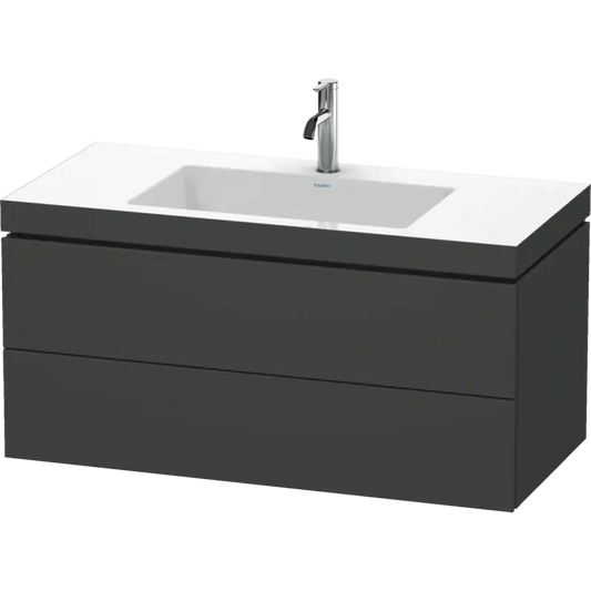 Duravit L-Cube 39" x 20" x 19" Graphite Two Drawer C-Bonded Wall-Mount Vanity Kit (LC6928O4949)
